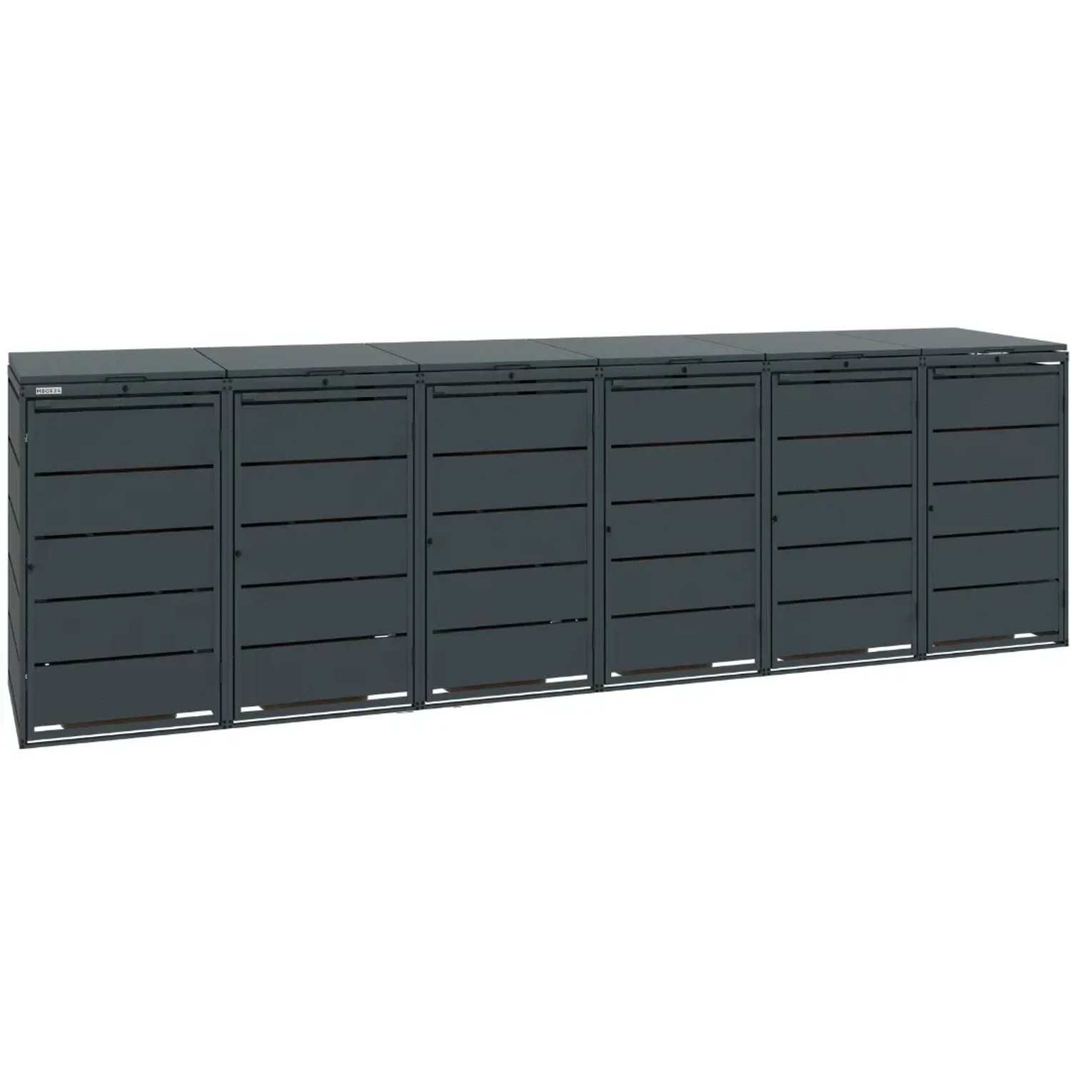 MBOX24 Classic Mülltonnenbox für 6 Mülltonnen (240L) aus Verzinktem Stahl  6er Metall Mülltonnenverkleidung in Anthrazit  Robust & Wetterfest