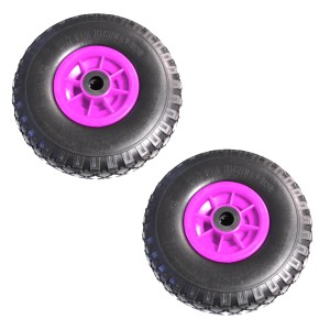 2er Set TRUTZHOLM Sackkarrenräder, PU, 260x85mm, pinke Felge, 75mm Nabe für Baumaschinen.