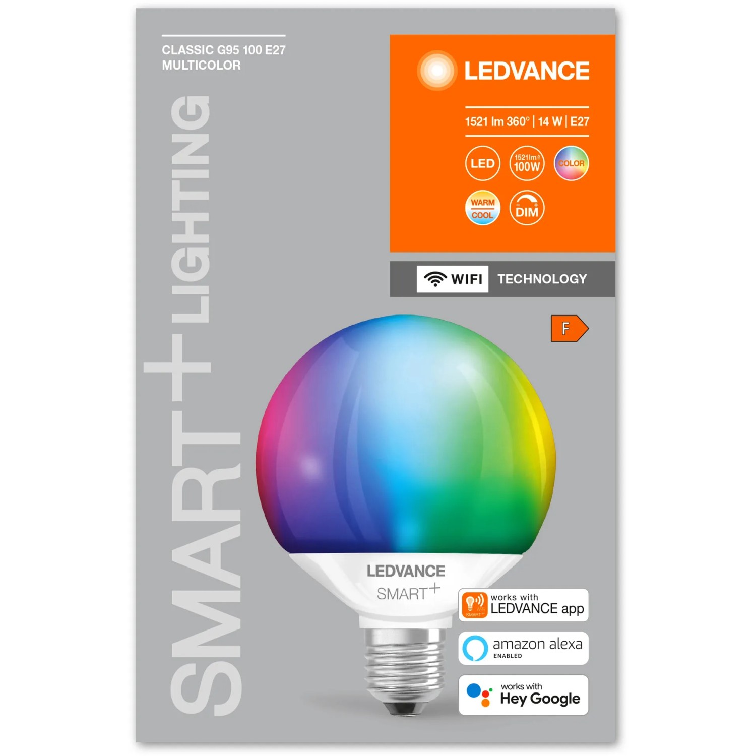 Ledvance Smart+ Wifi Globe RGBW E27/14W Klar: Intelligentes, klares Leuchtmittel mit Farbwechsel.