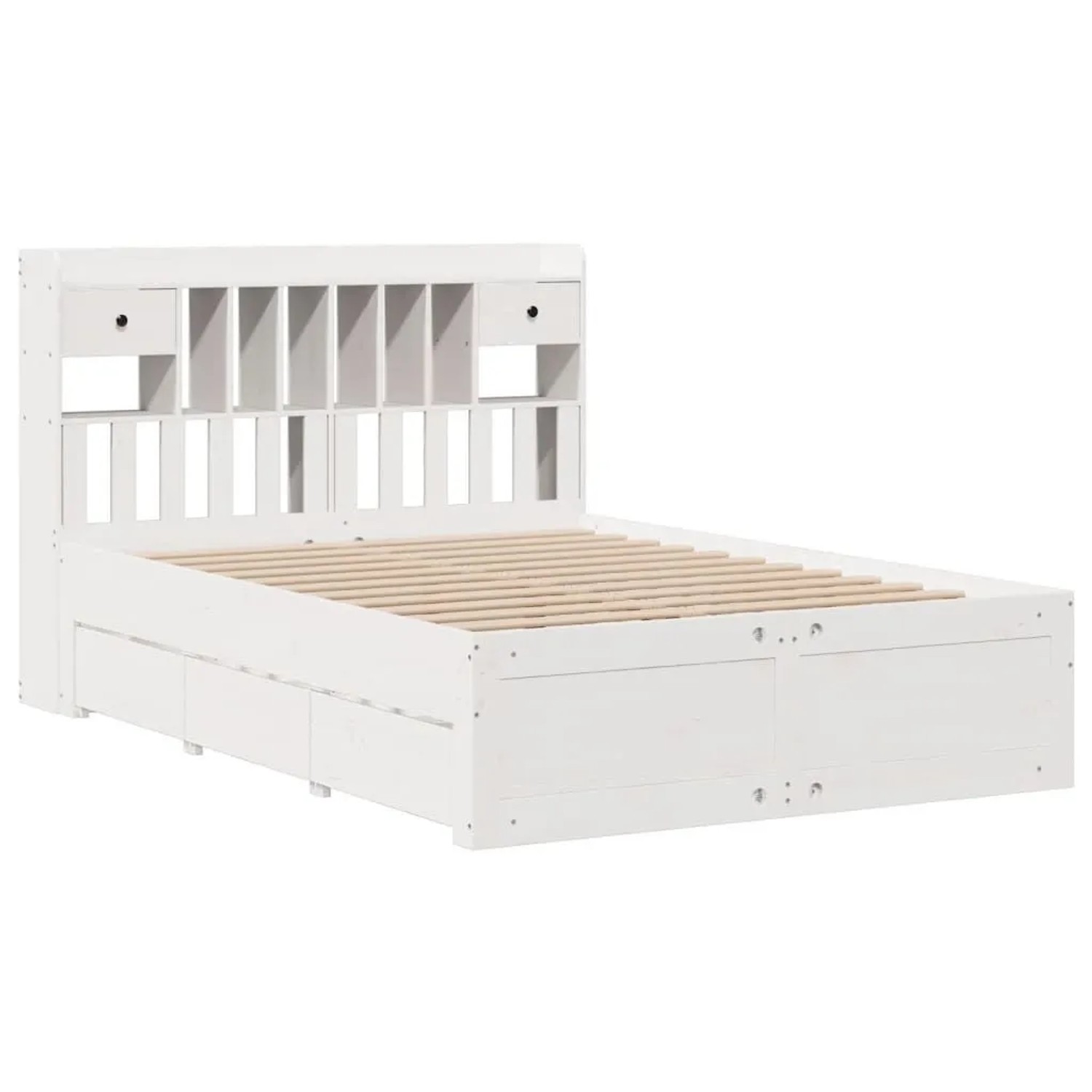 vidaXL Massivholzbett mit Regal ohne Matratze Weiß 160x200 cm Kiefer 330895 günstig online kaufen