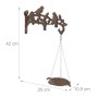 Braune Gusseisen Vogeltränke mit Wandbefestigung, Vogelmotiven und hängender Blattschale. Rostoptik für Garten.