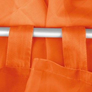 Orange Bistrogardine Noella mit Schlaufen, 160x45 cm, transparente Fensterdekoration.