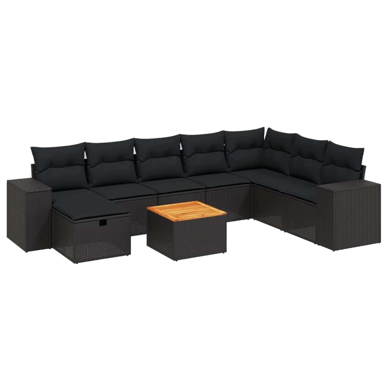 vidaXL 9-tlg Garten-Sofagarnitur mit Kissen Schwarz Poly Rattan Modell 109 günstig online kaufen