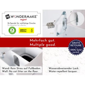 Detailansicht WONDERMAKE Katzenschrank catarmarium2: Innenleben, Scharniere, wasserabweisender Lack.