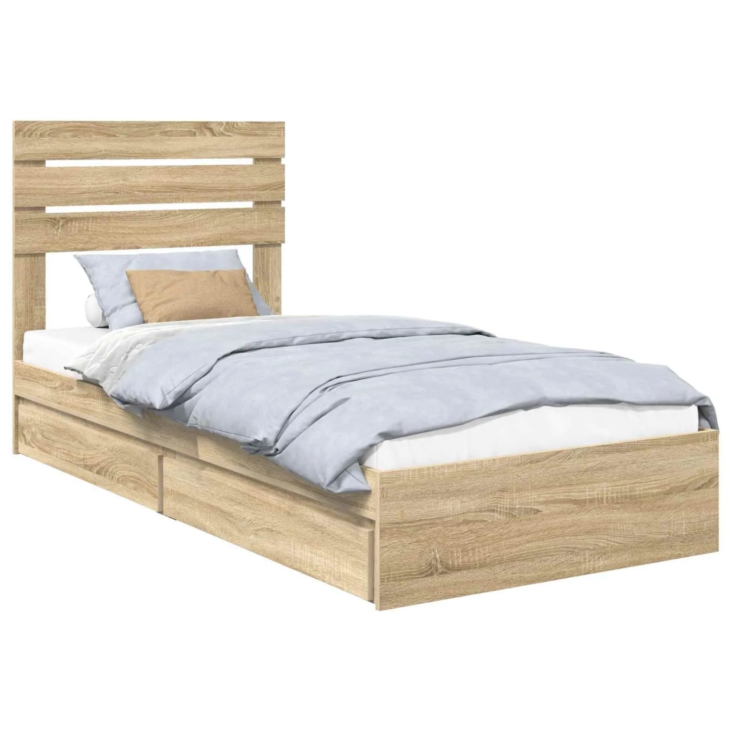 vidaXL Stauraumbett Sonoma-Eiche 90 x 190 cm Holzwerkstoff 3411600 günstig online kaufen