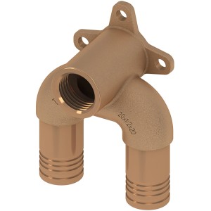Tecelogo Universal-Doppelw. Dimit 20 mm, Rotguss/Si-Bronze für Gewindefittings.