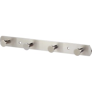 Edelstahl Hakenleiste mit 4 Haken zur Wandmontage, 295 mm lang.