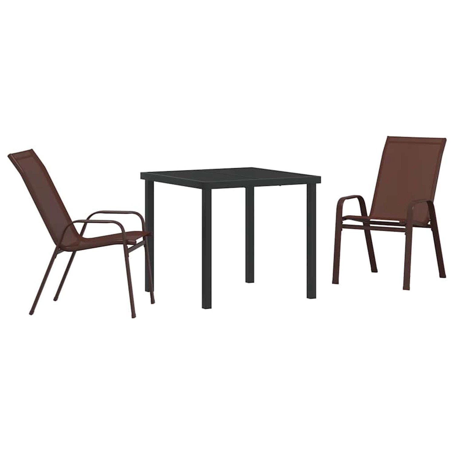 vidaXL 3-Teiliges Garten-Esszimmer-Set in Braun aus Textilene und Stahl 3379128