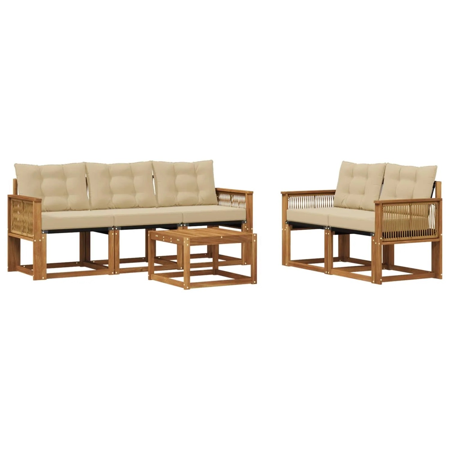 vidaXL Outdoor-Sofagarnitur mit Kissen 6 Stk Natur und Beige 3381781