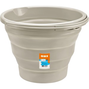OBI Eimer 10 l faltbar in Greige, robustes Reinigungsgerät für Haushalt und Garten, platzsparend verstaubar.
