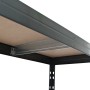 Detailansicht: Anthrazitfarbenes Ar Shelving Schwerlastregal mit HDF-Böden und Stecksystem.