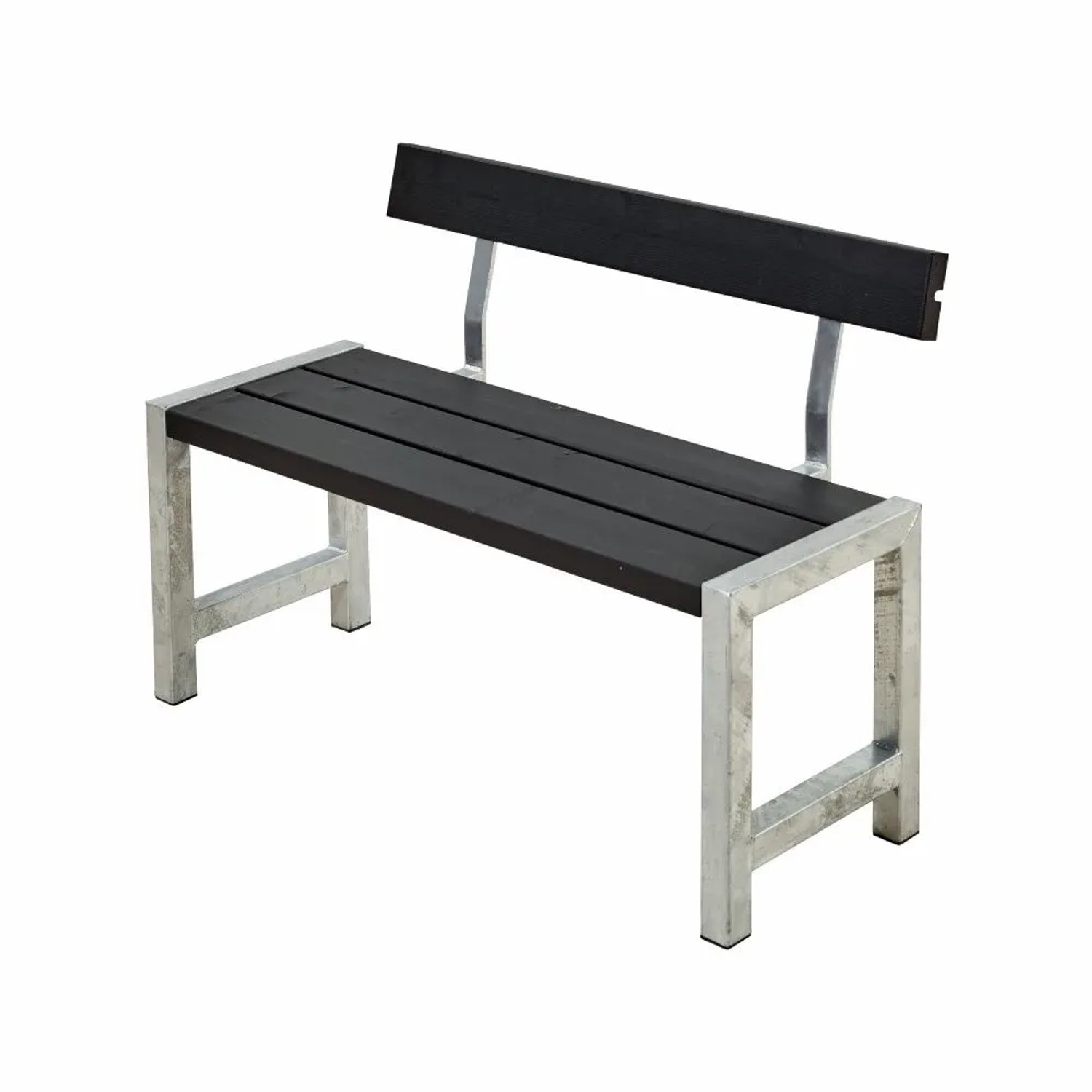 PLUS Gartenbank 127 cm Schwarz mit Rückenlehne