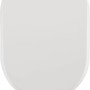 Weißer baliv WC-Sitz Lindo mit Absenkautomatik, MDF Holzkern, geschlossene Form.