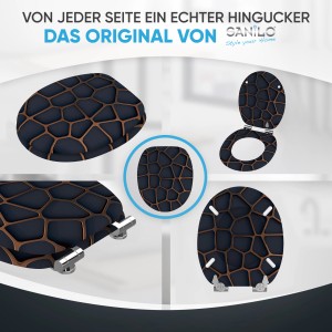 Sanilo WC-Sitz Mesh mit Absenkautomatik, Holz Toilettendeckel in Schwarz/Braun.