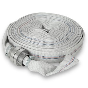 EBERTH Feuerwehrschlauch, 1 Zoll, 30m, mit Storz-Kupplung, aufgerollt.