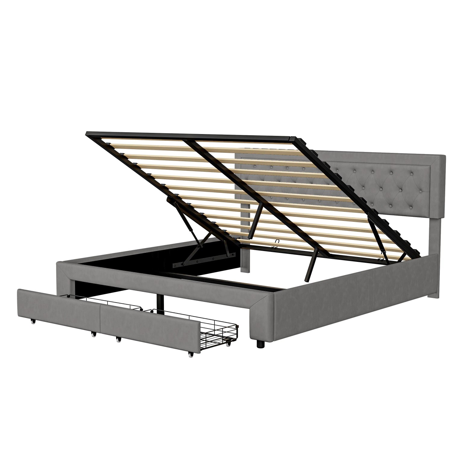 PXloue Stauraumbett Polsterbett 160×200 mit Schubladen& Hydraulischem Staur günstig online kaufen