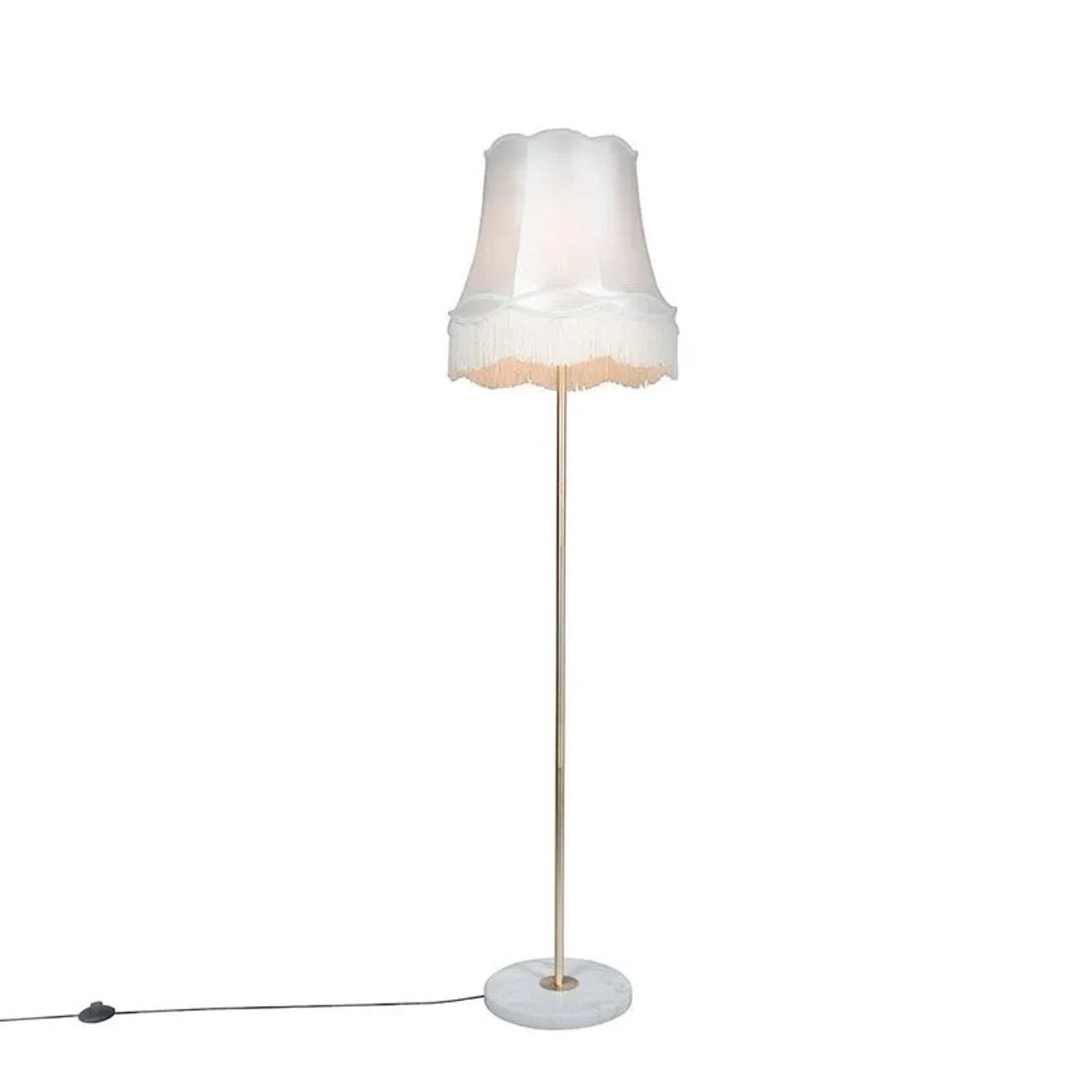 QAZQA Retro Stehleuchte Messing mit Granny Schirm Creme 45 cm Kaso
