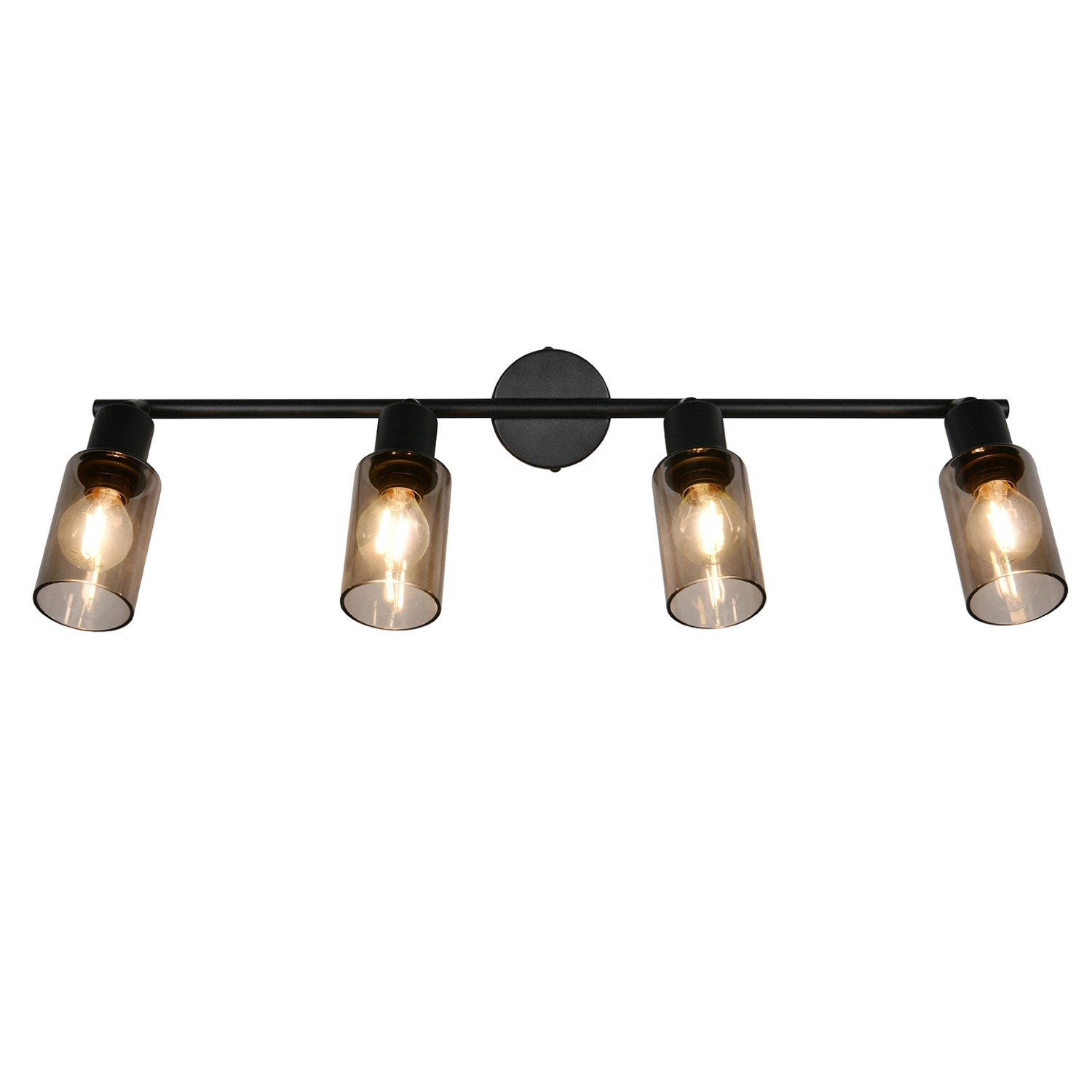 Schwarzer Reality Strahler Mars mit 4 Spots und rauchfarbenem Glas.