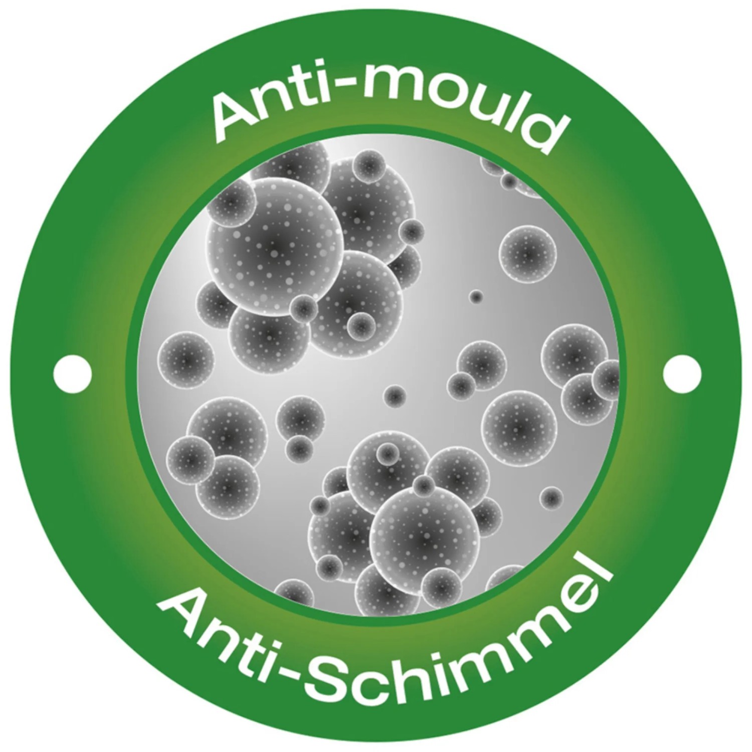 Symbol für Anti-Schimmel-Effekt des SANILO Duschvorhangs Hosta.