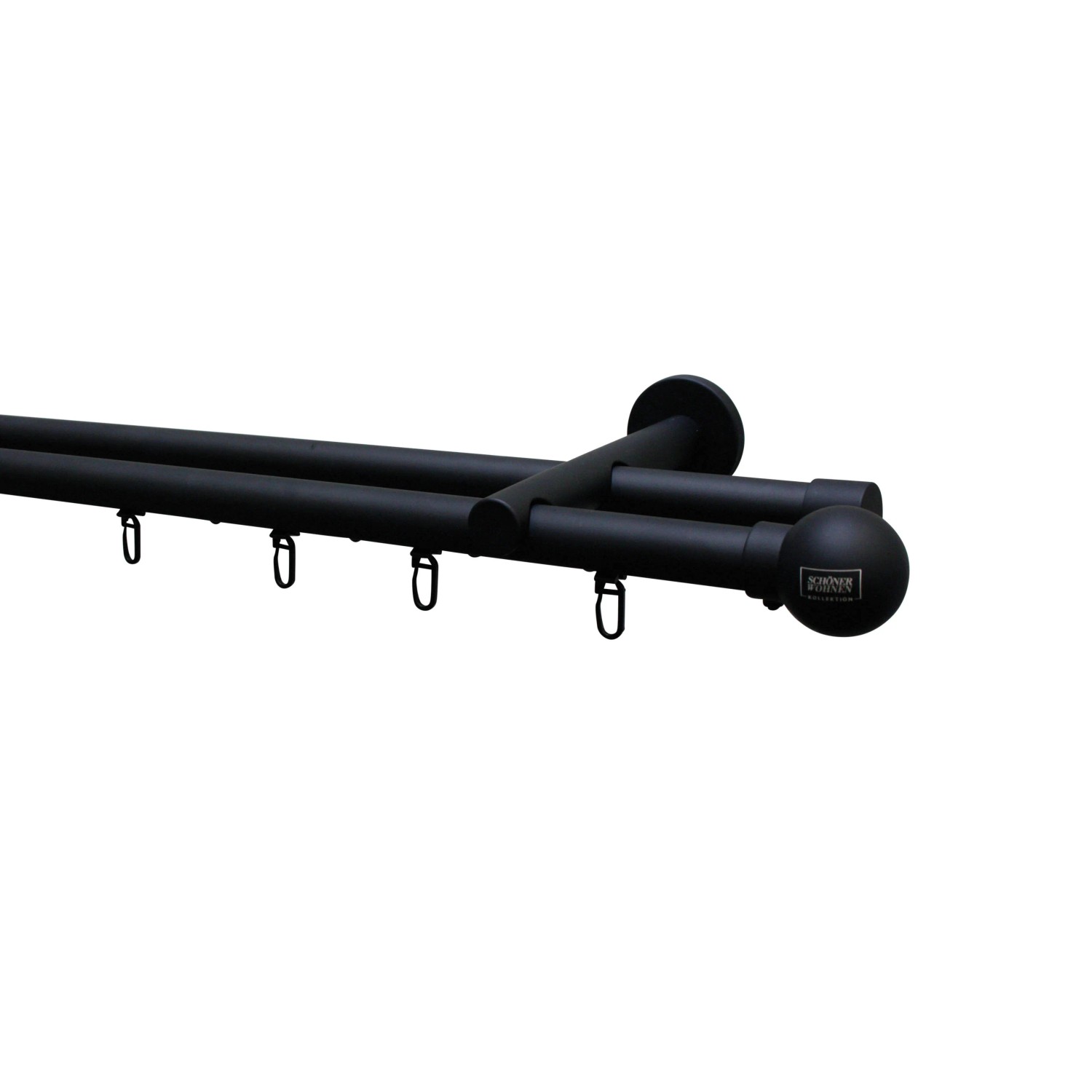 Schwarze Schöner Wohnen Endkappen für Gardinenstange Leon, Ø 20mm, 2er-Set.