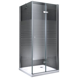 Dein Bau Projekt Duschkabine mit Streifen, 100x100 cm, ohne Wanne. Komplettdusche mit Pendeltür.