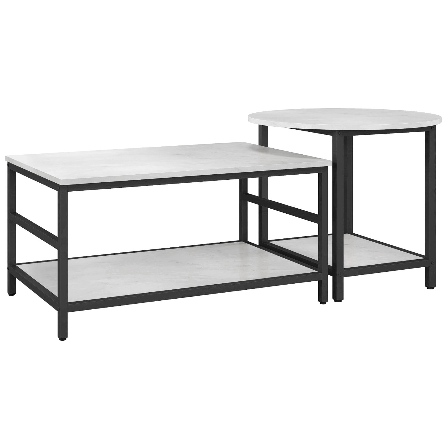 HOMCOM Beistelltisch Stahl Spanplatte 80L x 54B x 41H cm Schwarz+Weiß günstig online kaufen