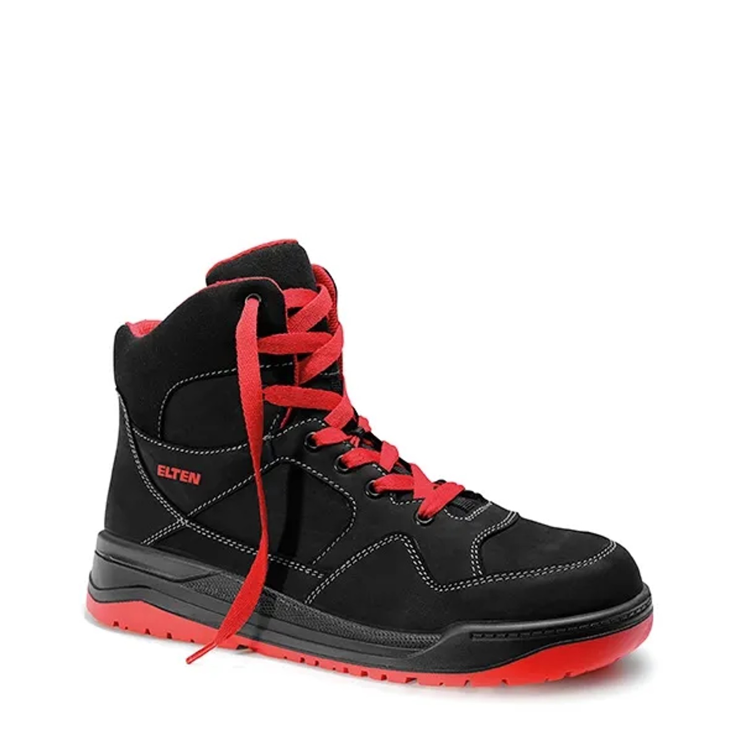 Elten Sicherheitsschnürstiefel Maverick Black-Red Mid Esd S3 Gr. 48