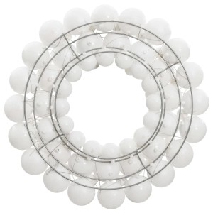 Weißer Weihnachtskranz (45 cm) mit Polystyrol-Kugeln, ideal als festliche Weihnachtsdeko.