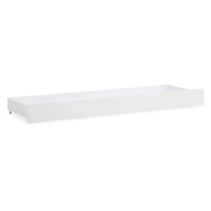 Langer, weißer Bettkasten aus Kiefernholz mit Rollen für praktischen Stauraum unter Betten. Ideal für Schlafzimmer.