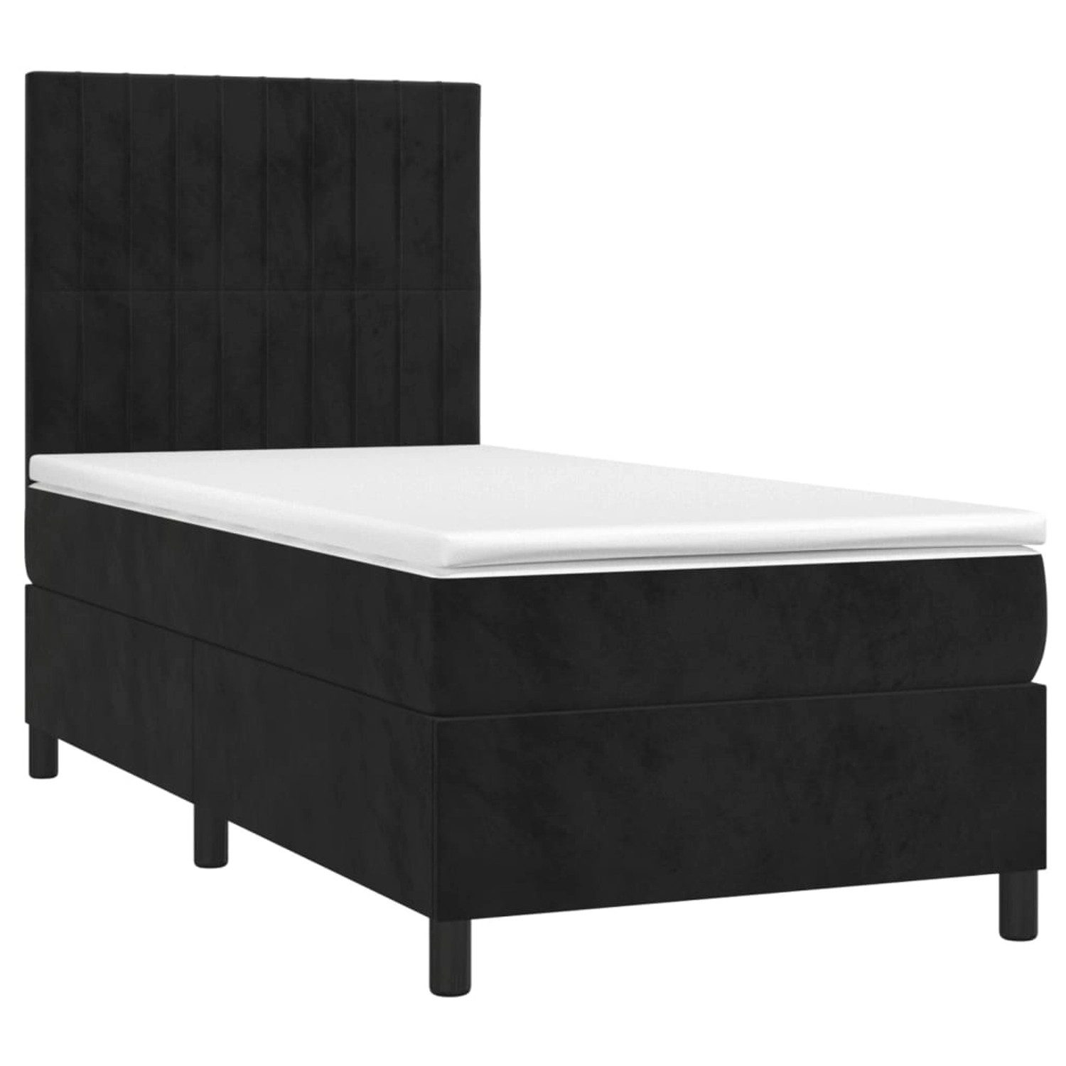 vidaXL Boxspringbett mit Matratze & LED Schwarz 90x190 cm Samt 3136217 günstig online kaufen