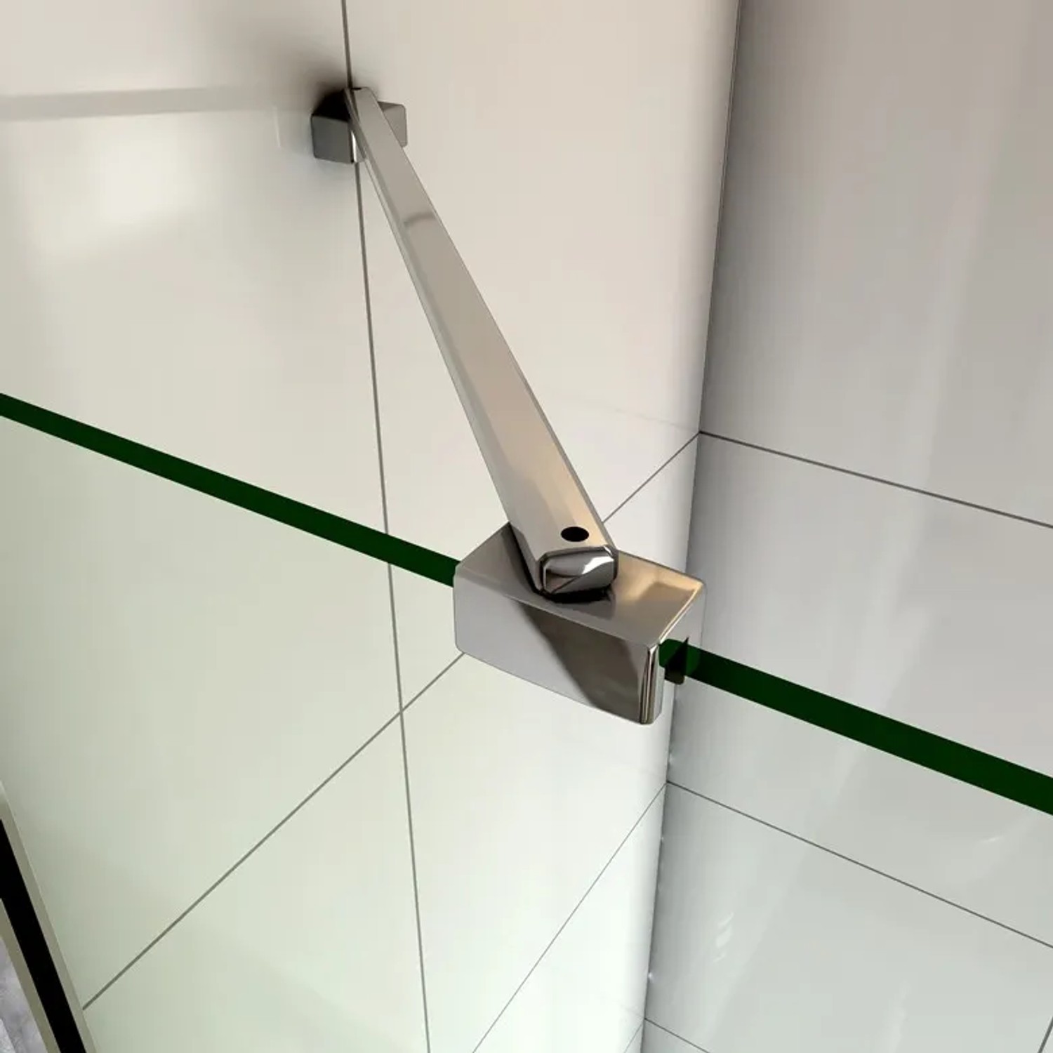 Duschparadies 200cm Wandprofil mit Stabilisierungsstange Stabilisator 45cm Für 6-8mm Glas Walk-in Dusche Glas Seitenwand Chrom_4