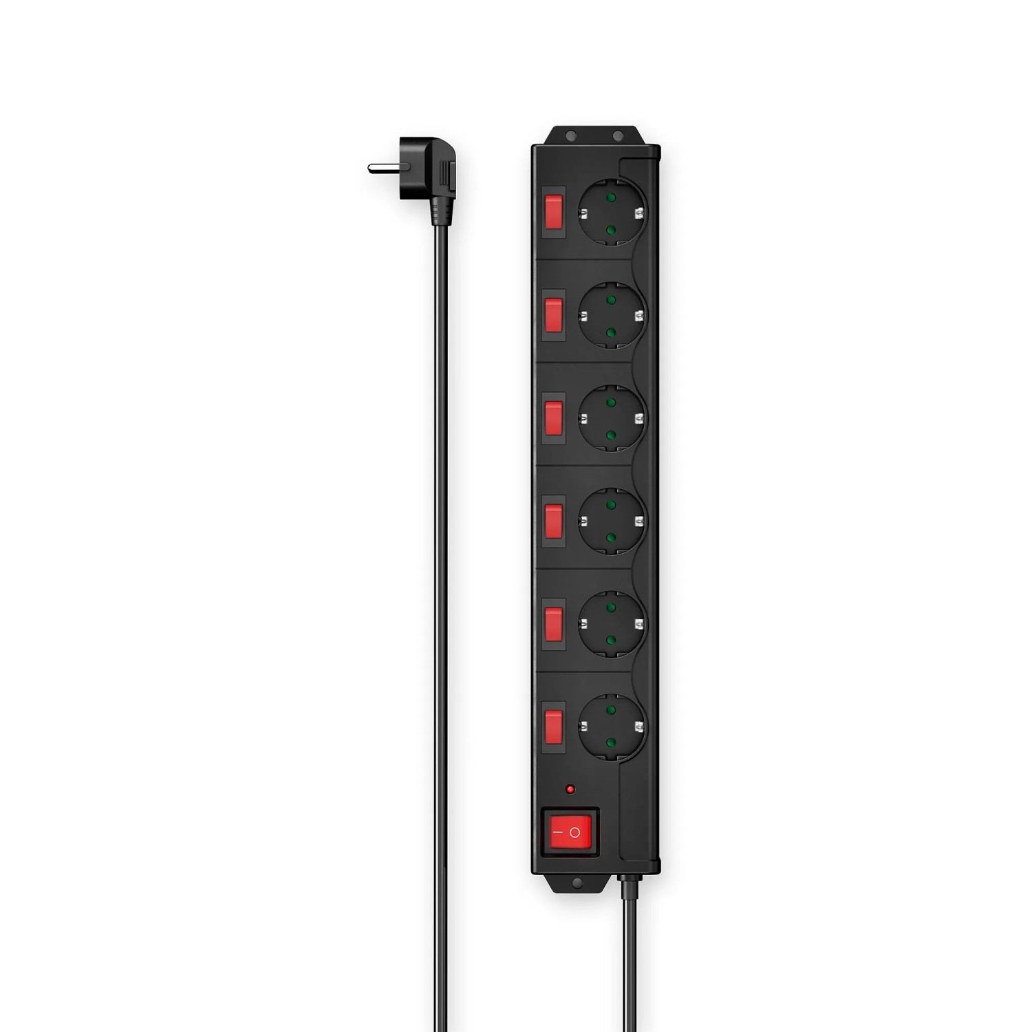 Hama Steckdosenleiste 6-Fach Überspannungsschutz 90° Einzeln Schaltbar Schwarz