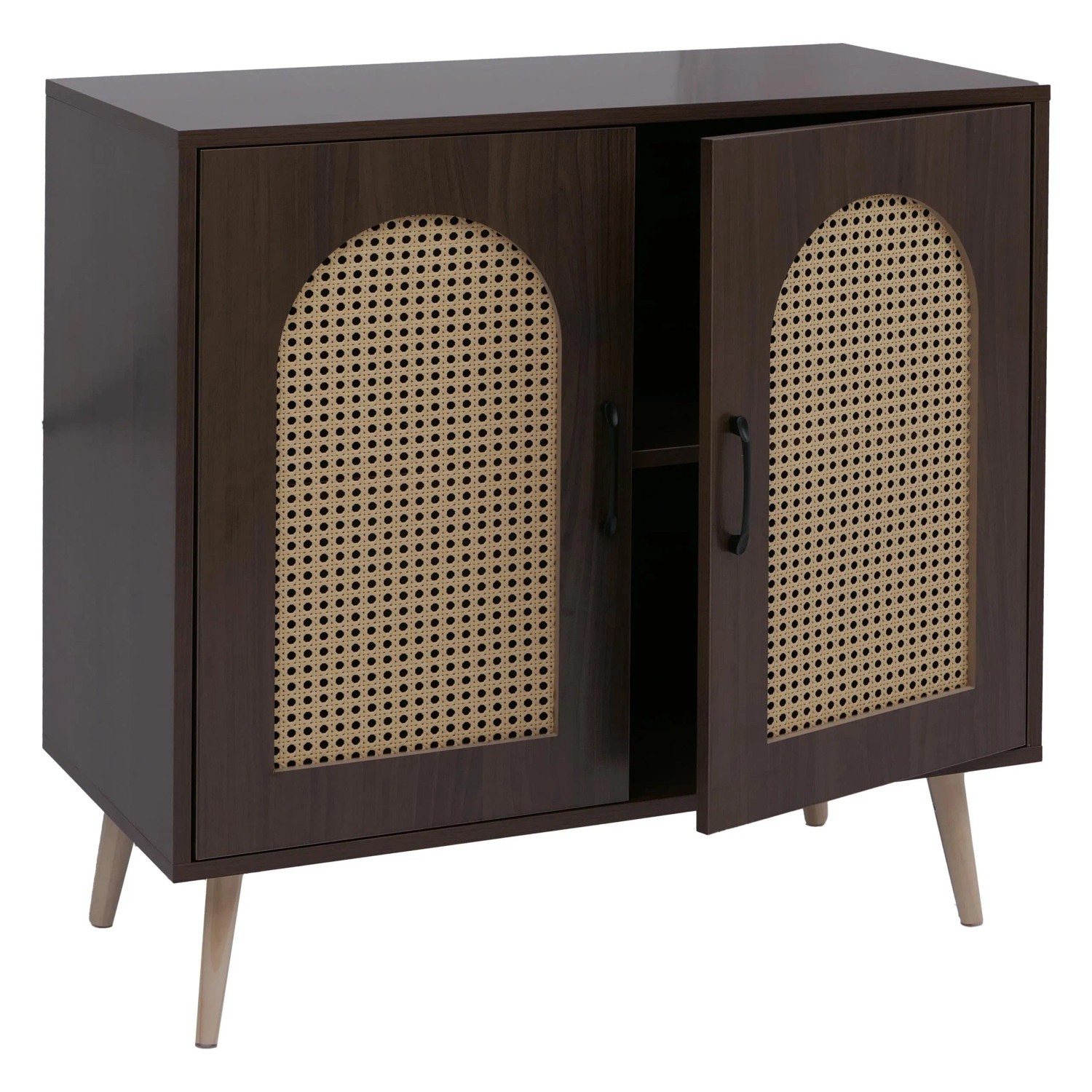 MCW Kommode P51 Poly-Rattan MDF Melamin 79x80x40cm Walnuss-Optik