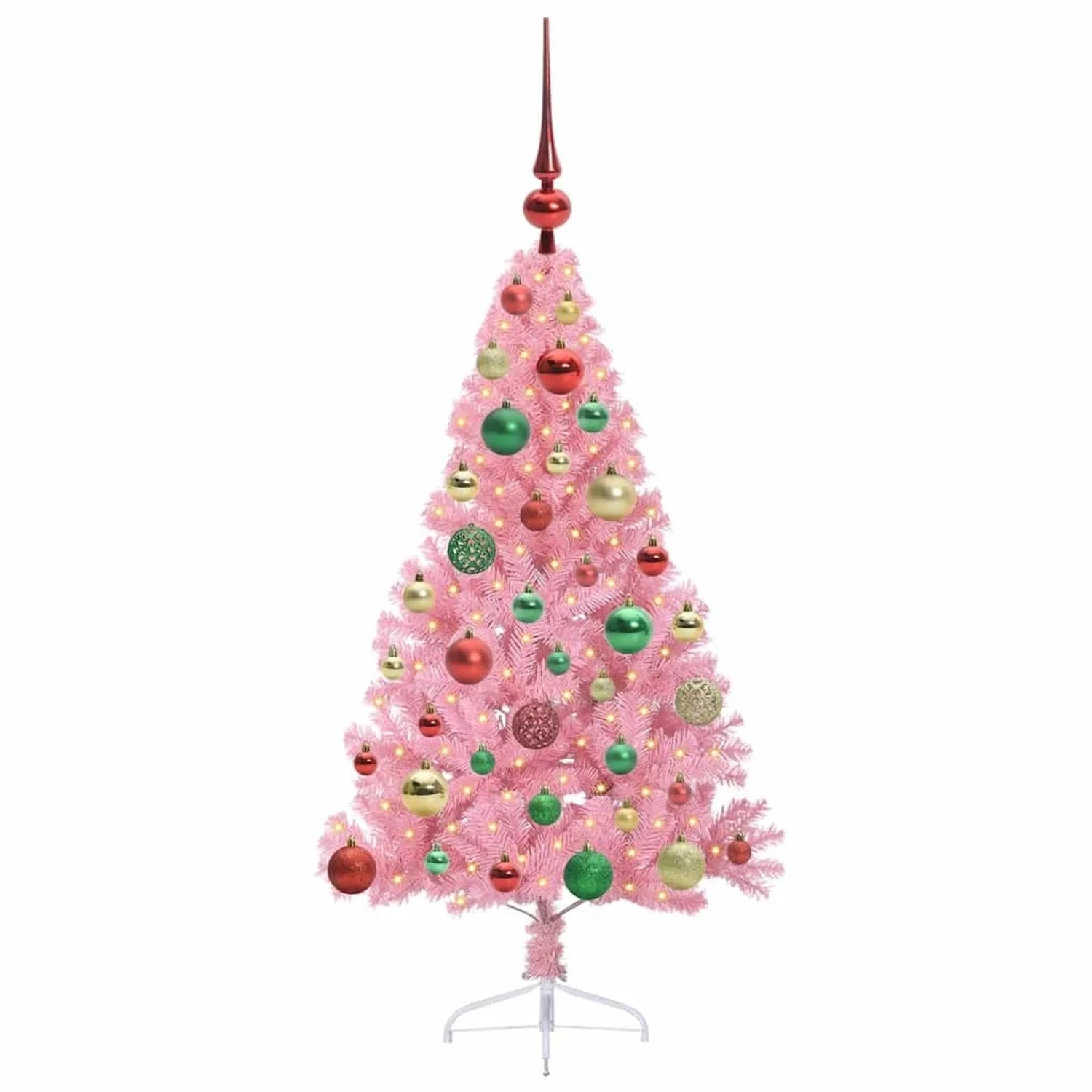vidaXL Künstlicher Vorbeleuchteter Weihnachtsbaum Rosa 120 cm PVC 3397058