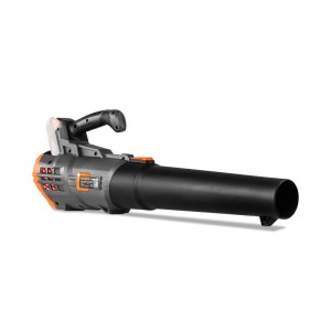 FUXTEC 20V Akku Laubbläser FX-E1LB20 in Grau-Orange. Kabelloses Gartengerät mit langer Düse für effizientes Laubblasen.