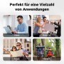 Vier Szenen zeigen die vielseitige Nutzung der Wiltec Gepäckträgertasche: Arbeit, Einkaufen, Reisen, Wandern. Ideal für Fahrradtouren.