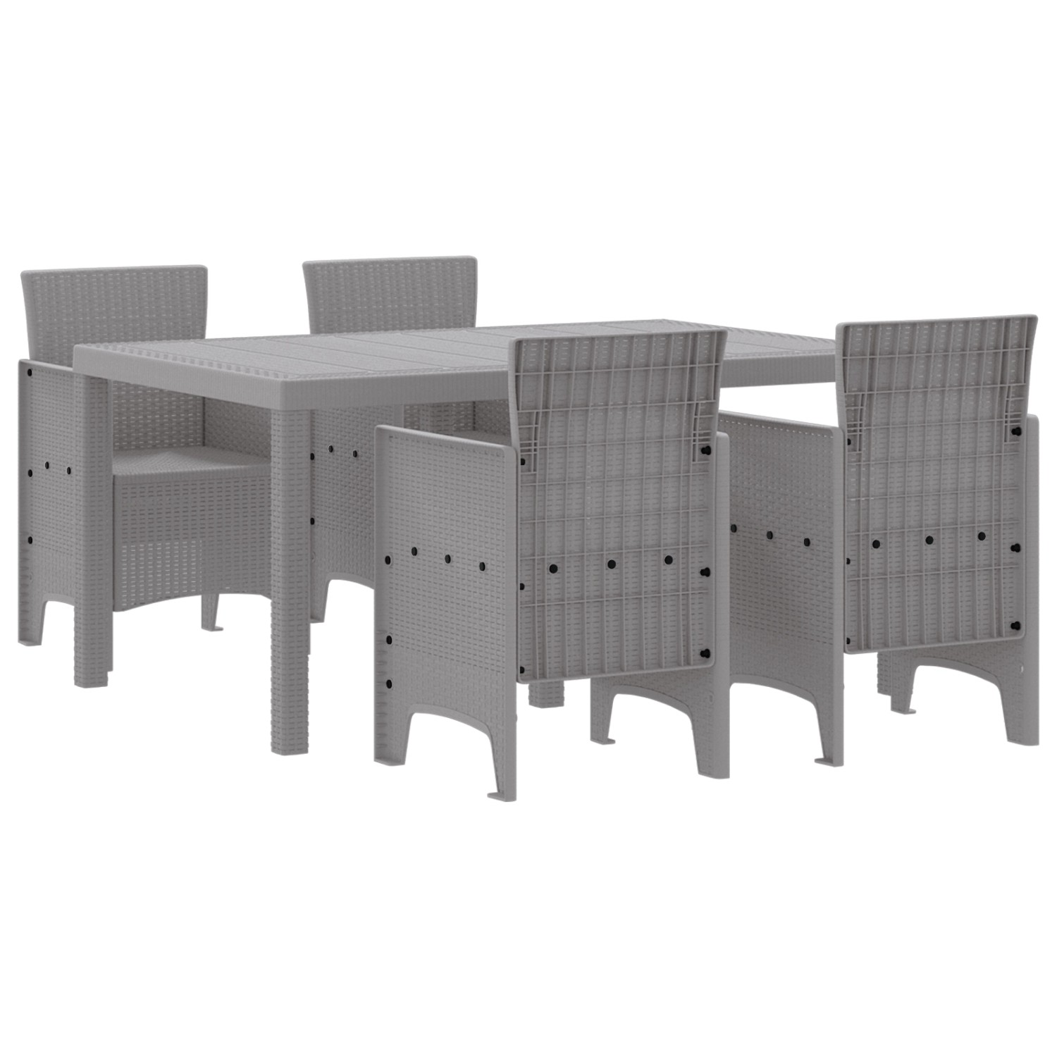 vidaXL 5-Teiliges Garten Esstischset Hellgrau Poly Rattan 3378707 günstig online kaufen