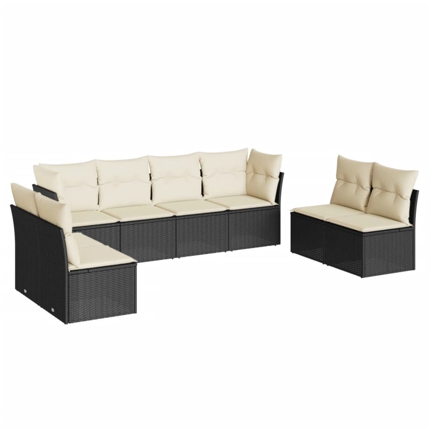 vidaXL 8-tlg Garten-Sofagarnitur mit Kissen Schwarz Poly Rattan Modell 37