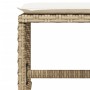 Detailansicht: Beige Poly Rattan Gartenhocker mit cremeweißem Kissen, Teil der vidaXL Essgruppe.