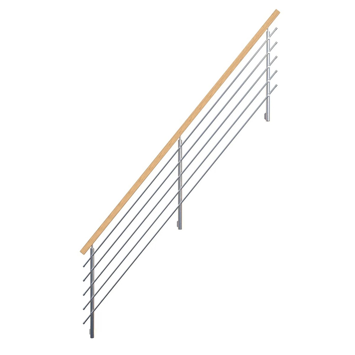 StarWood Edelstahlgeländer Flex mit Eiche Handlauf, 375cm, für Treppen & Galerien.