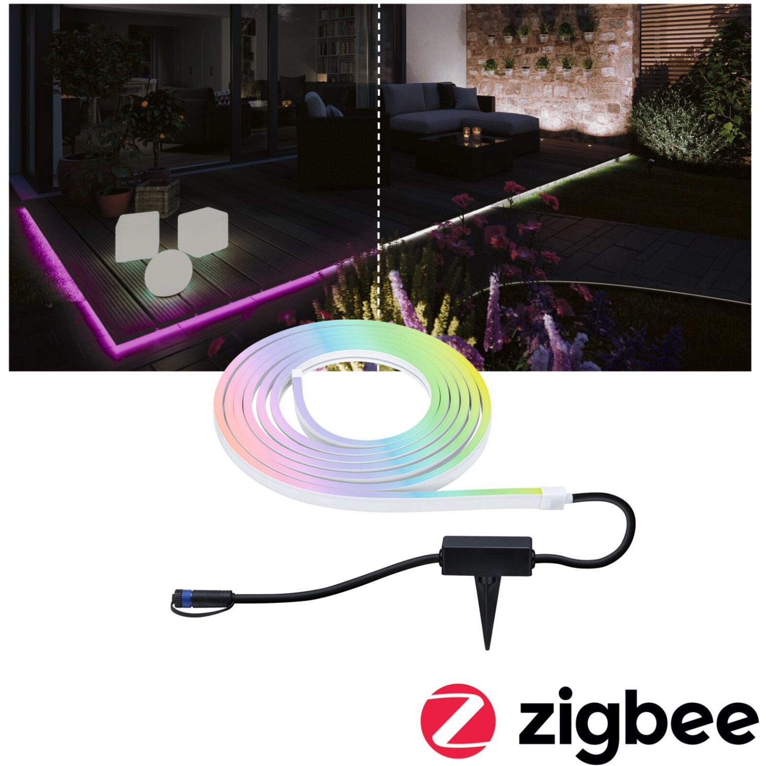 Paulmann Outdoor LED Stripe Neon RGB, 5m, für flexible Außenbeleuchtung.