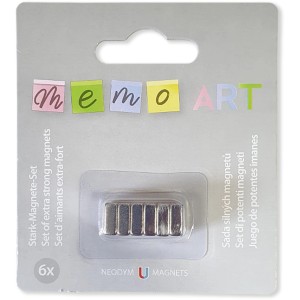 Memo-Art Magnete, 6 eckige Magnete für Pinnwände, stark haftend.