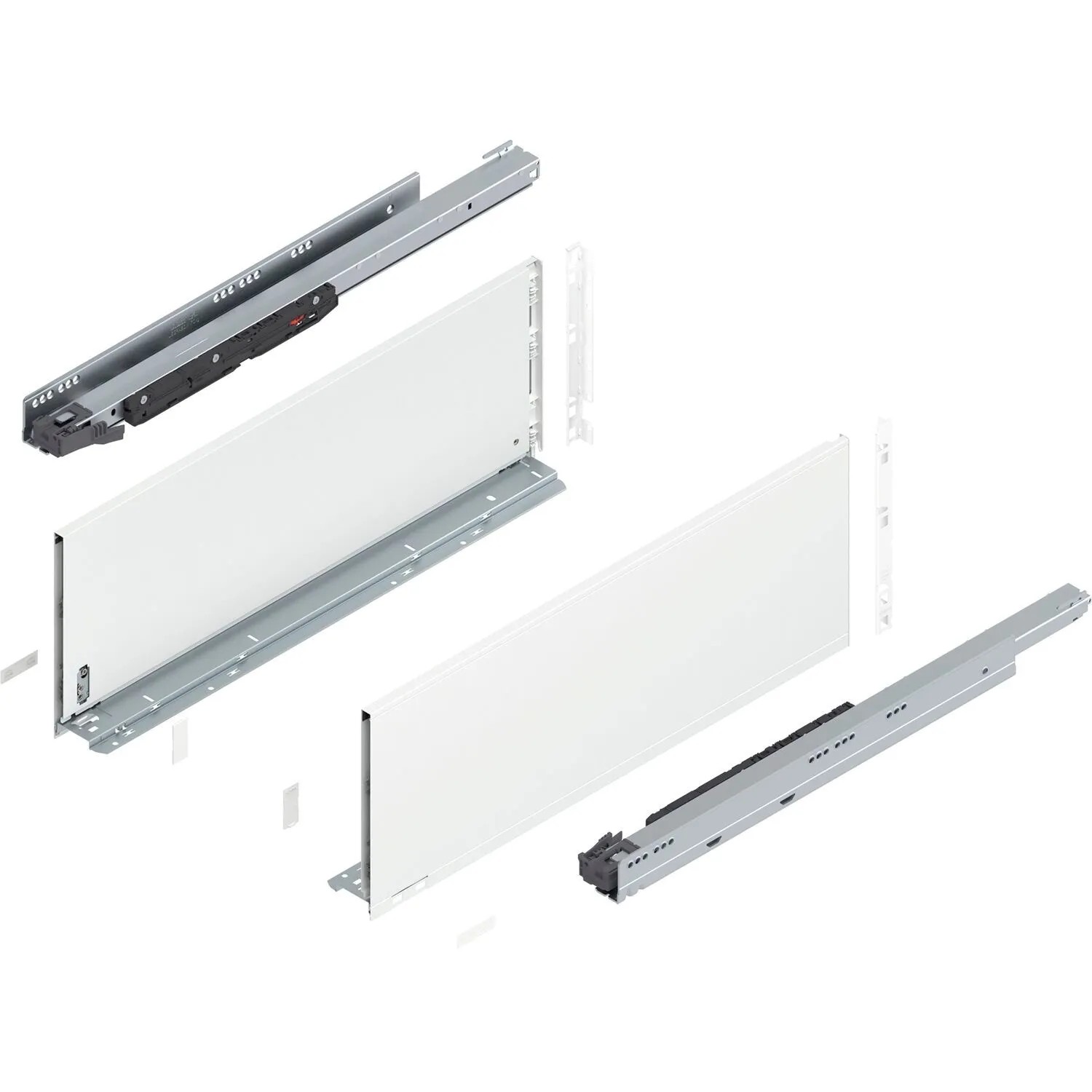 Blum Legrabox Pure Set Höhe F Tip-On Vollauszug 650 mm 70 kg Seidenweiß 1 Paar
