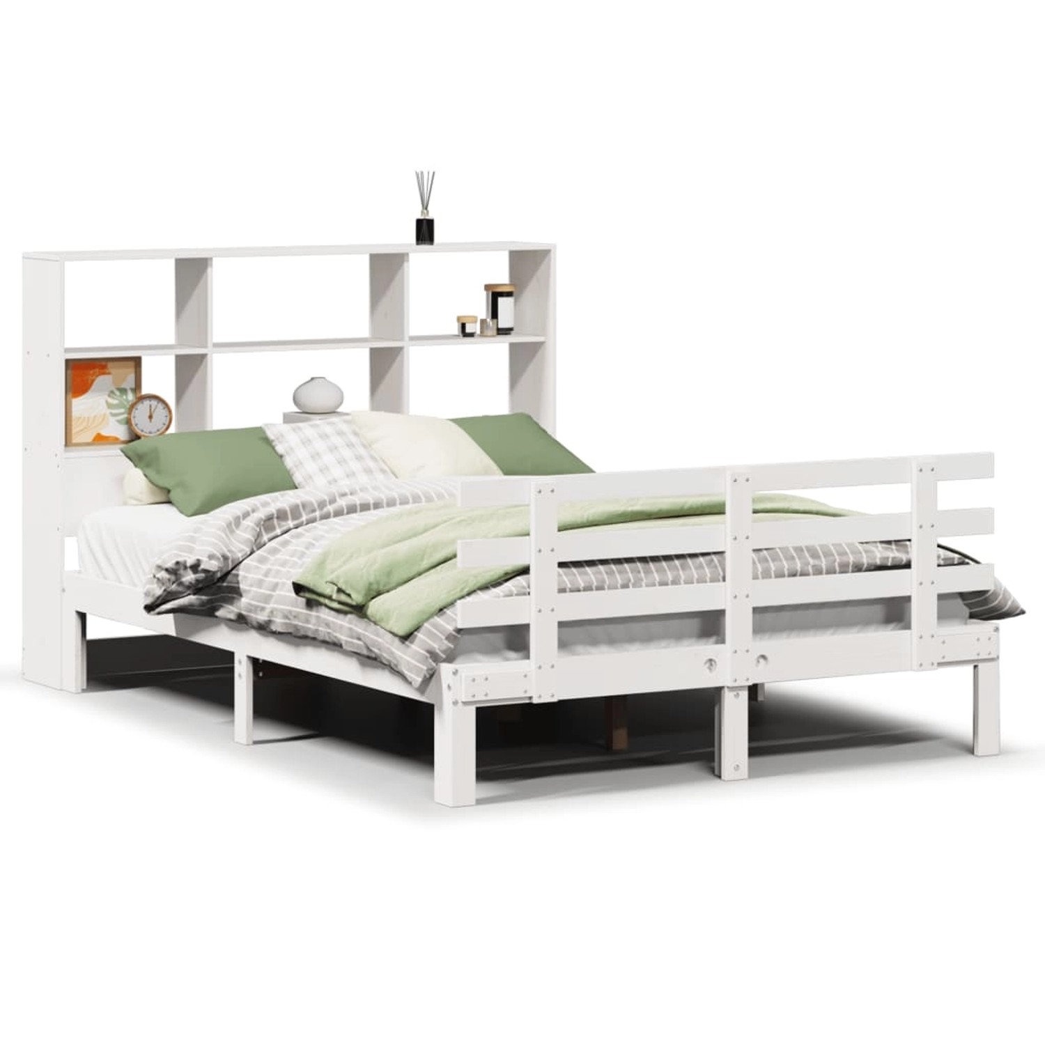 vidaXL Massivholzbett mit Regal ohne Matratze Weiß 120x190 cm Kiefer 332274 günstig online kaufen