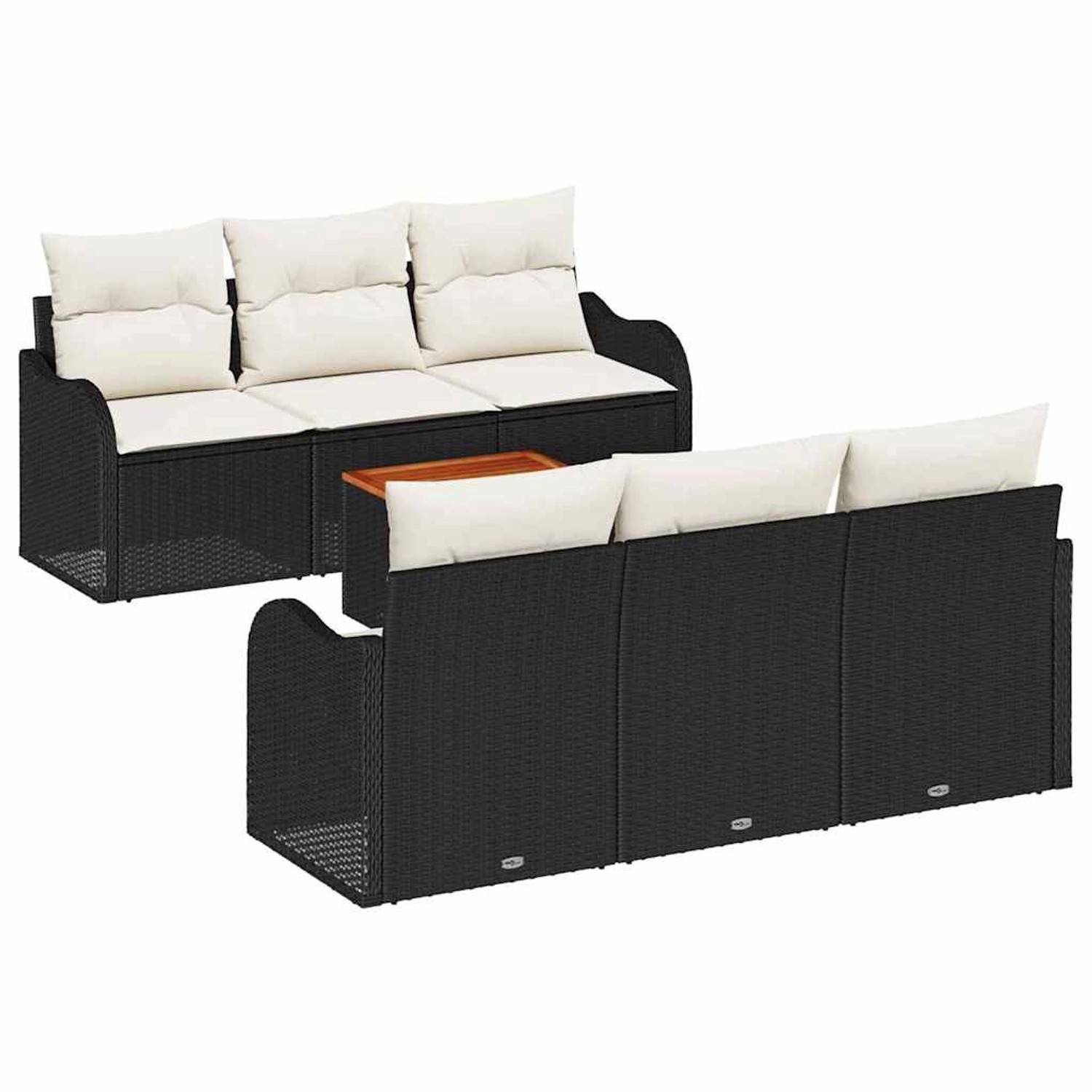 vidaXL Garten-Sofa-Set 7-Tlg Schwarz Poly Rattan 3347397 günstig online kaufen