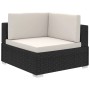 vidaXL Gartenlounge-Eckteil, Poly Rattan schwarz mit cremeweißen Auflagen.