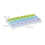 Relaxdays Tablettenbox Kunststoff Transparent Bunt 7 Tage 3 Fächer 2,5 cm x 21,5 cm x 12 cm 90 g_4