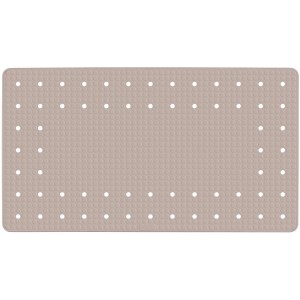 Rechteckige Wenko Wanneneinlage Mirasol, 69x39 cm, taupe, mit Saugnäpfen und Lochmuster.