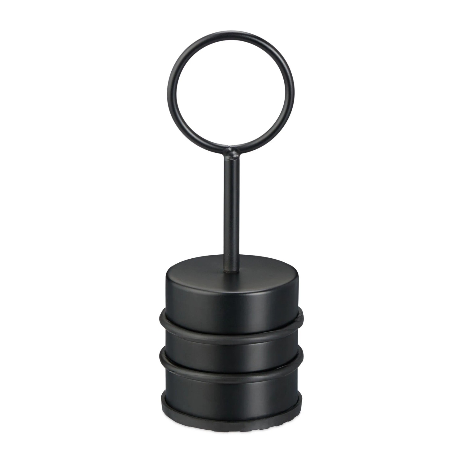 Relaxdays Türstopper Edelstahl Schwarz Mit Griff Rutschfest 20 cm x 7 cm 1,2 kg