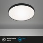 Schwarze, runde Briloner LED Bad-Deckenleuchte Malbona mit IP44 Spritzwasserschutz und neutralweißem Licht.